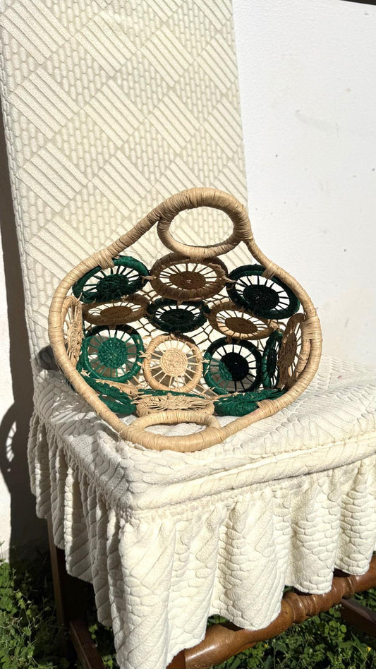 Panier Artisanal fait main motifs soleil S