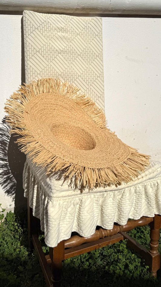 Chapeau en paille style bohème artisanal taille Unique