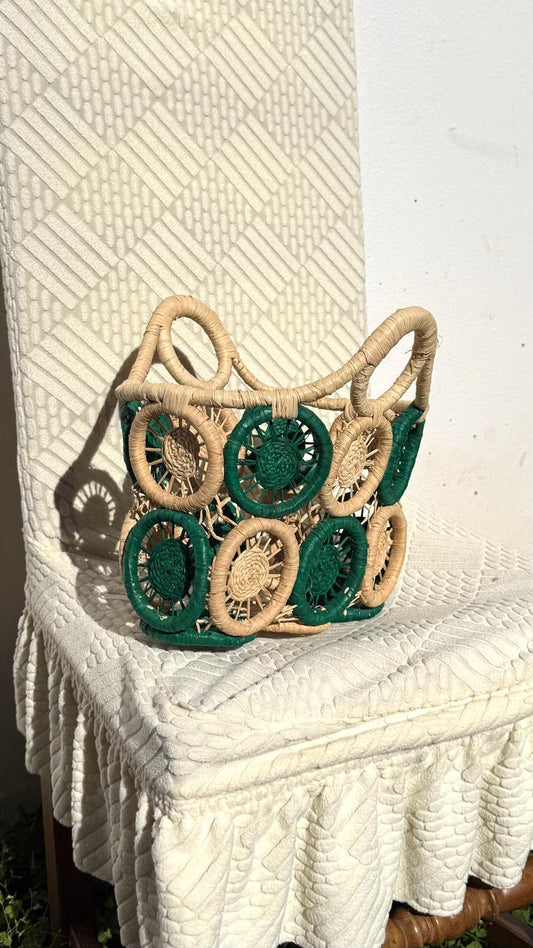 Panier Artisanal fait main motifs soleil S